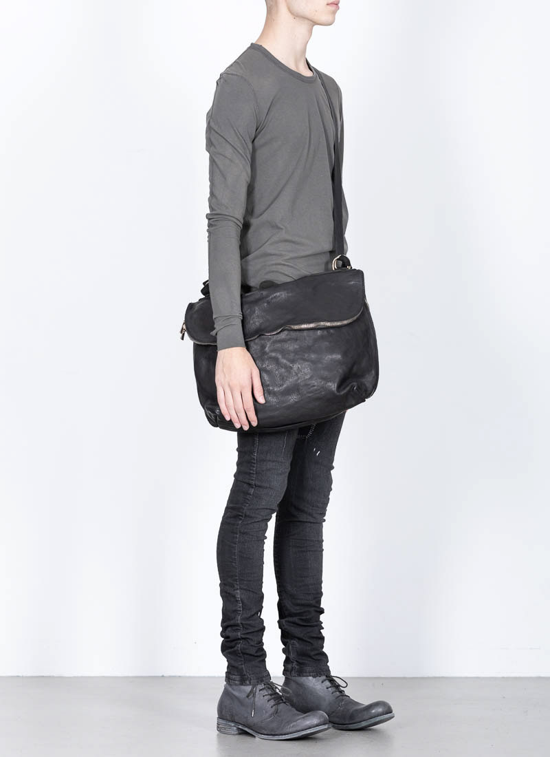 hide-m | GUIDI M10 Messenger Bag, black horse leather