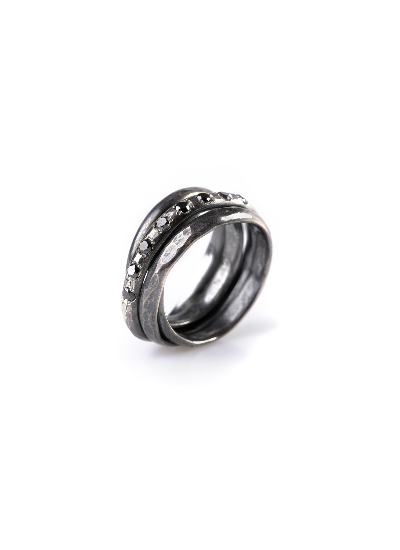 hide-m | CHIN TEO Cage Ring Mini 925sterling silver + black diamond