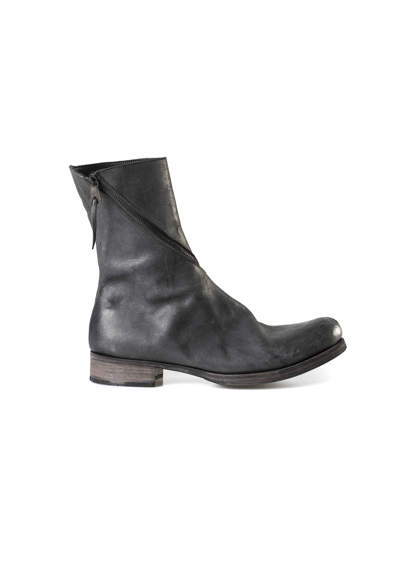 hide-m | m.a+ Maurizio Amadei Spiral Side Zip Boot S1G3Z, black leather