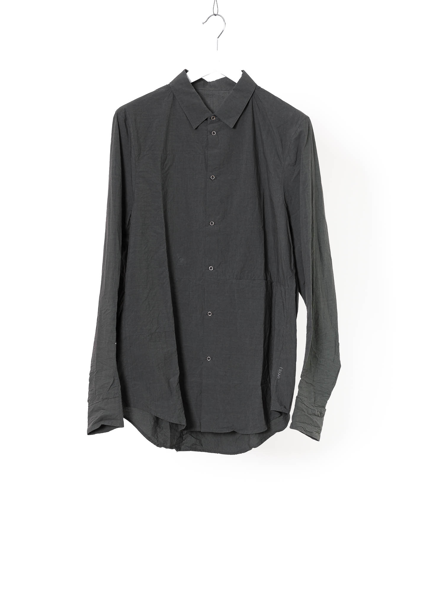 hide-m | TAICHI MURAKAMI Displacement Inside Shirt, dark grey cotton