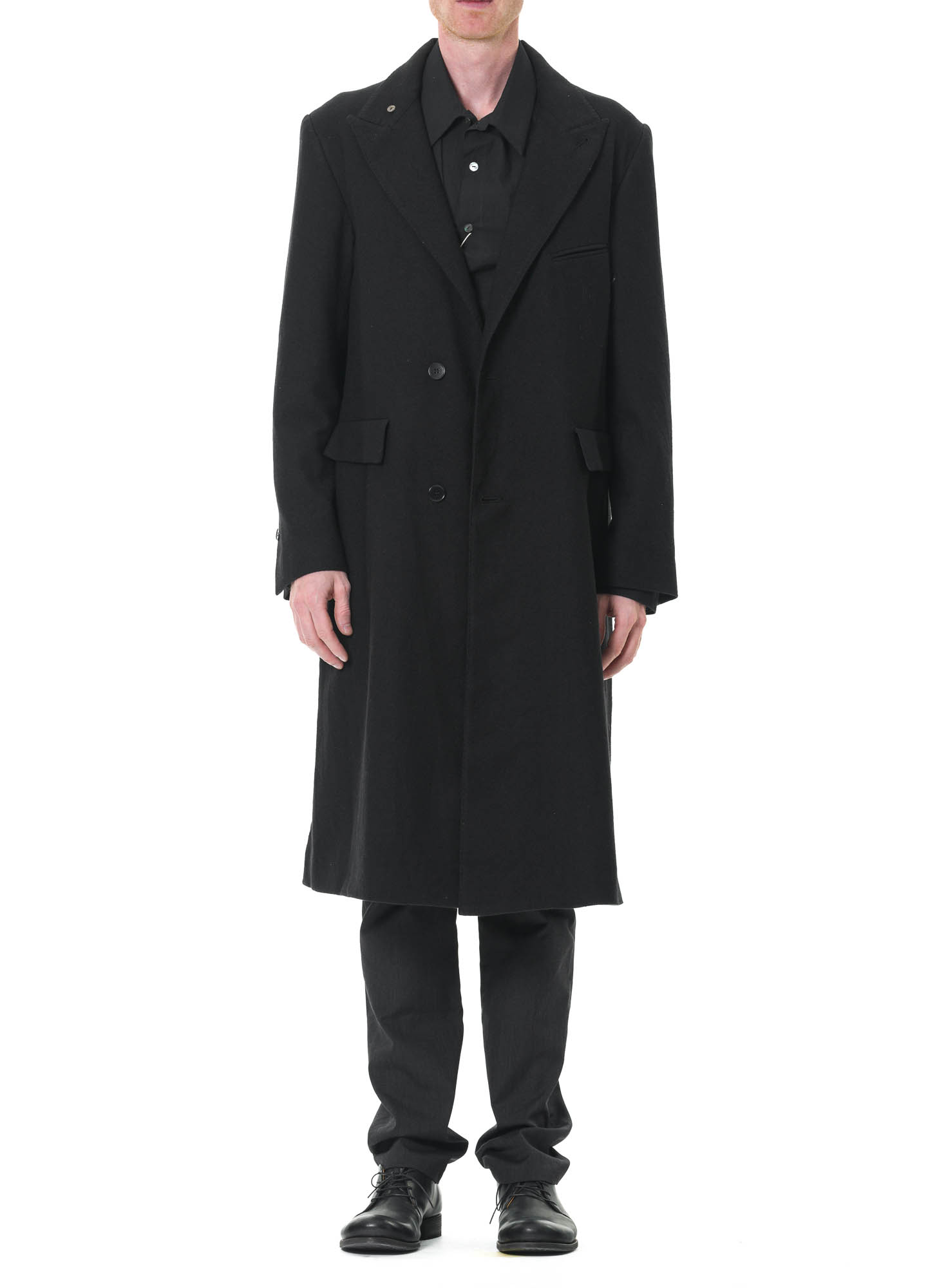 hide-m | KANG Men Layer-Vent Suit Coat, black wool/linen