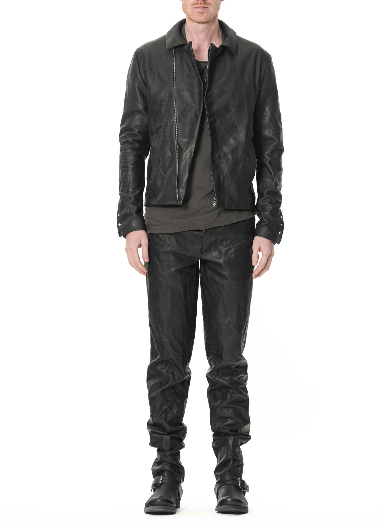 Jacket, hide-m | Zip Silver Diagonal black Crosses Biker M.A+ Sleeve