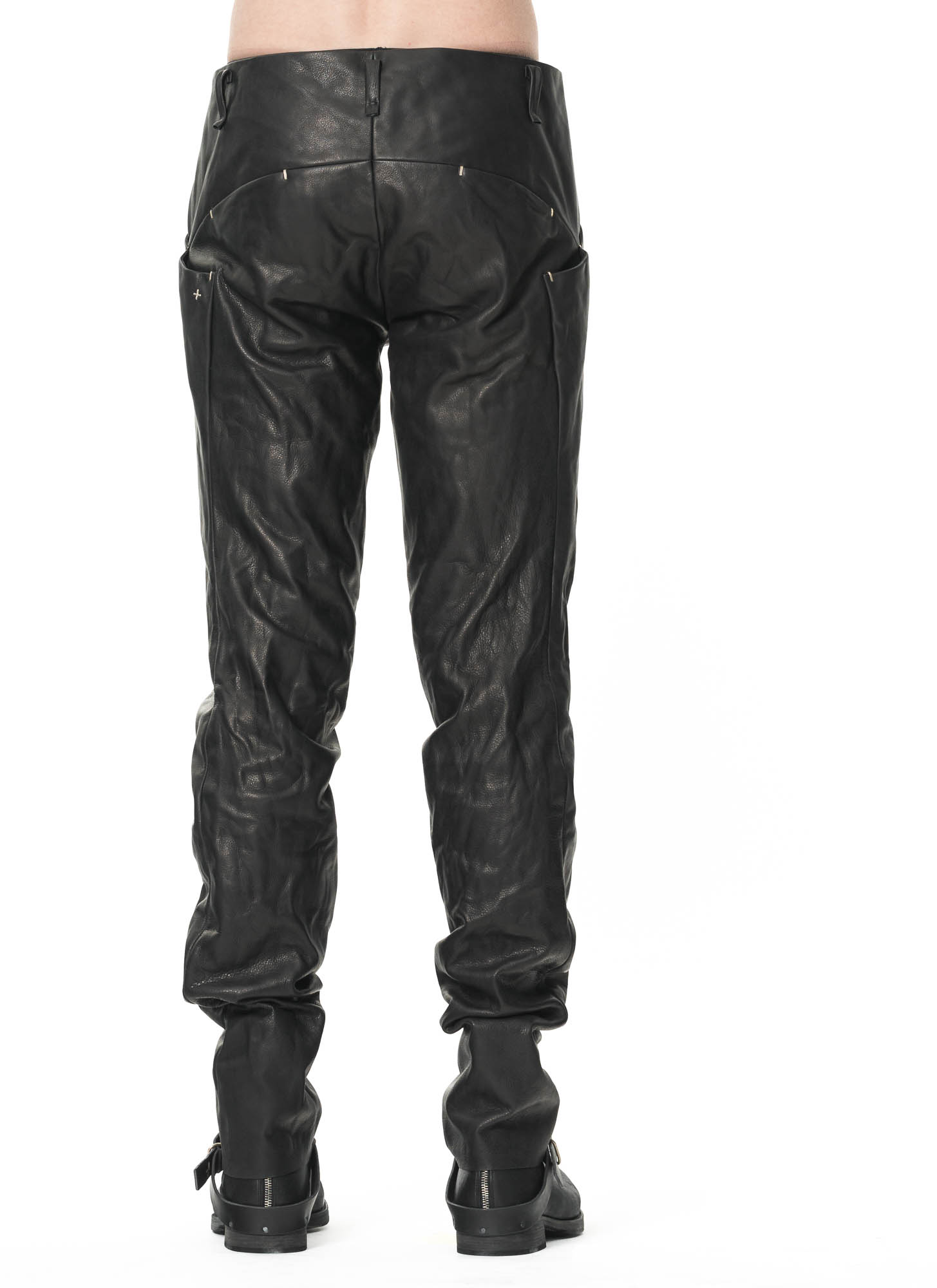 hide-m  M.A+ 6 Pocket Tight Pants, black cow leather