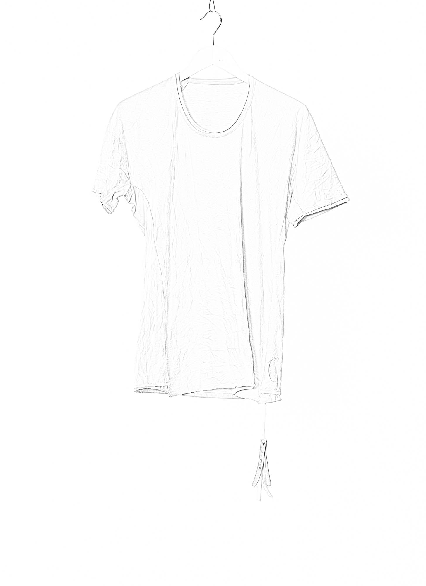 hide-m | LAYER-0 Men Short Sleeve T-Shirt 75, grey white cotton